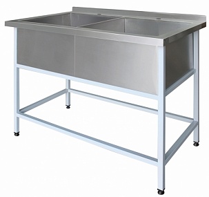 Ванна моечная двухсекционная с бортом БИЗНЕС 1000*500*860