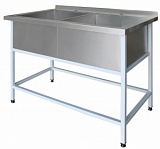 Ванна моечная двухсекционная с бортом ПРОФИ 1200*500*860